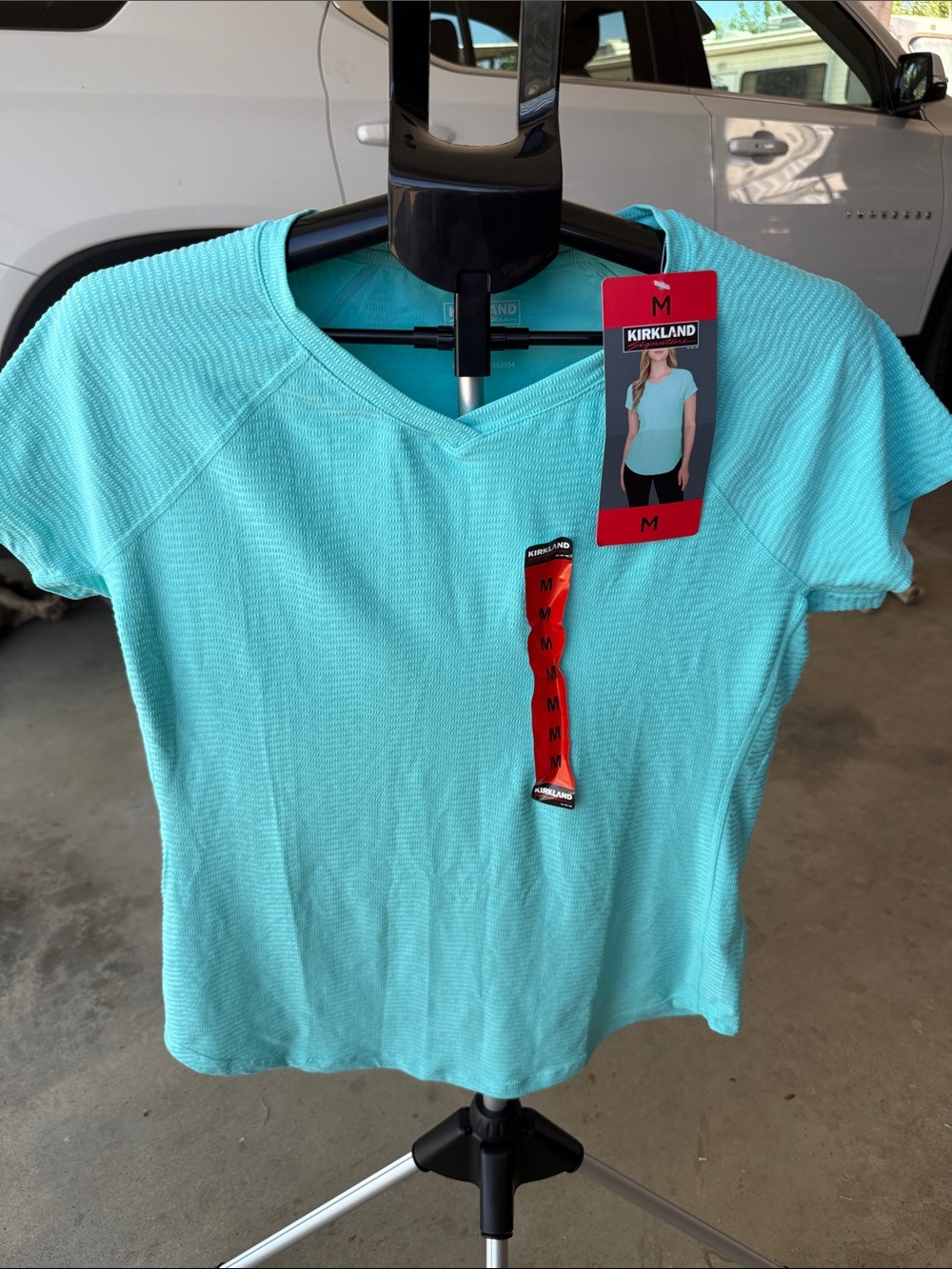 Kirkland Signature Aqua V‑Neck Short Sleeve Performance Top